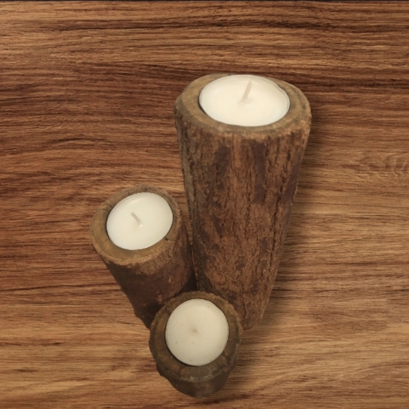 Handmade Wooden Tea light Candle Holders - Picture 3 of 3